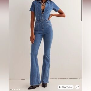 Free People Denim Jumpsuit